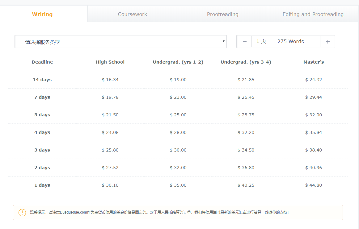 dueduedue代写价格